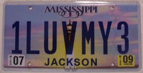 Mississippi Vanity License Plate 1LUVMY3