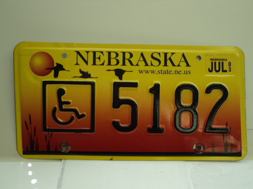 NEBRASKA Handicapped License Plate 5182 1