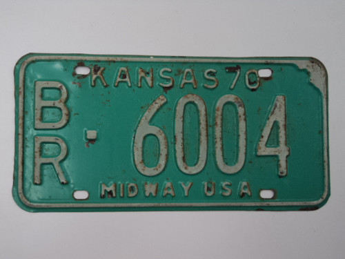1970 KANSAS Midway USALicense Plate BR 6004