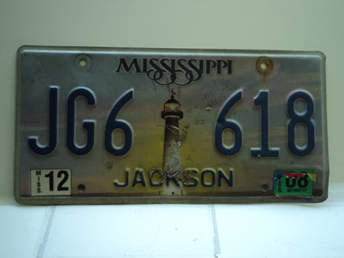2008 MISSISSIPPI Lighthouse License Plate JG6 618