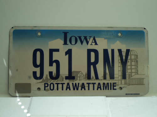 IOWA License Plate 951 RNY