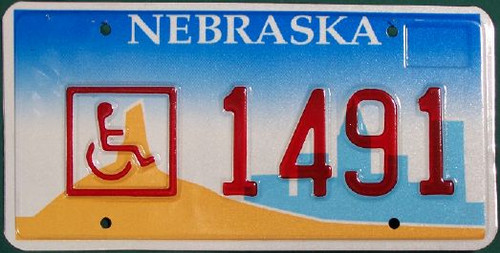 Nebraska Handicapped License Plate 1491 1