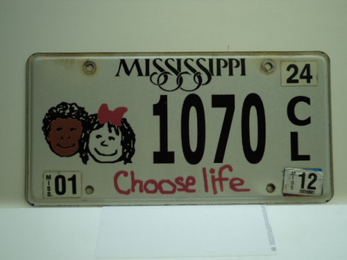 2012 MISSISSIPPI Choose Life License Plate 1070 CL