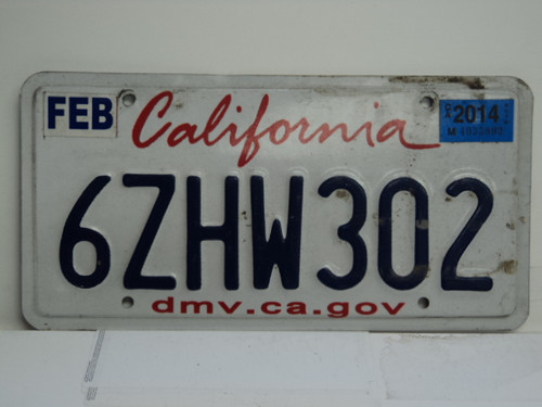 2014 CALIFORNIA Lipstick License Plate 6ZHW302