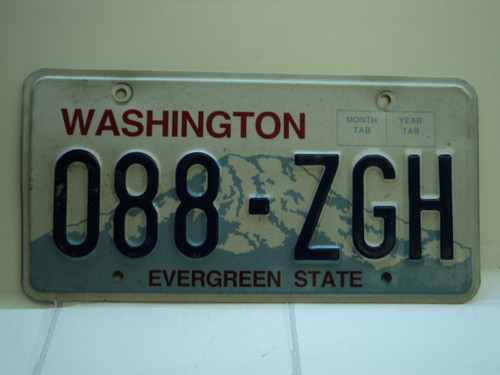 Washington Evergreen State License Plate 088 ZGH