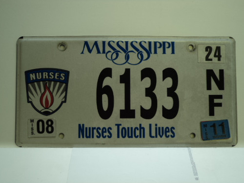 2011 MISSISSIPPI Nurses Touch Lives License Plate 6133 NF
