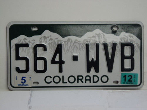 2012 COLORADO License Plate 564 WVB