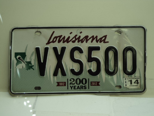 2014 LOUISIANA 200 Years 1812 License Plate VXS 500