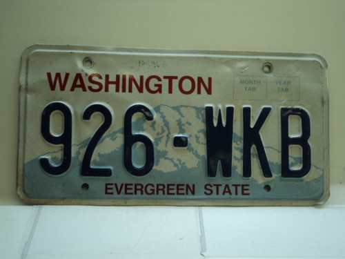 Washington Evergreen State License Plate 926 WKB