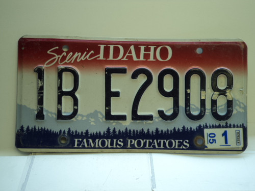 2005 IDAHO Famous Potatoes License Plate 1B E2908