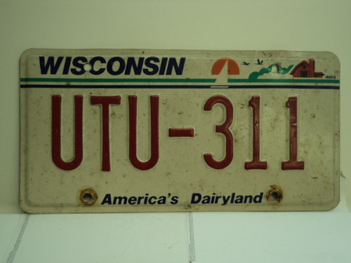 WISCONSIN America's Dairyland License Plate UTU 311