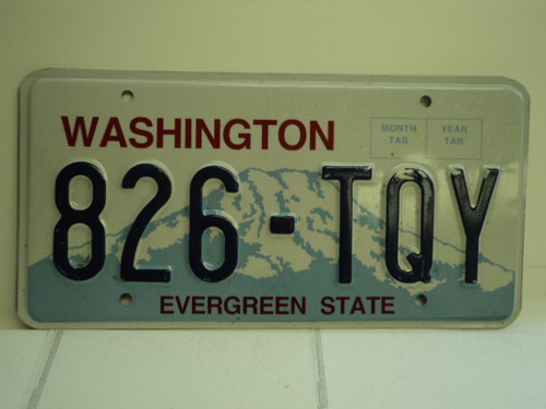 WASHINGTON Evergreen State License Plate 826 TQY
