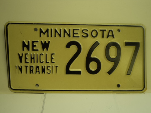 MINNESOTA New Vehicle In Transit License Plate 2697