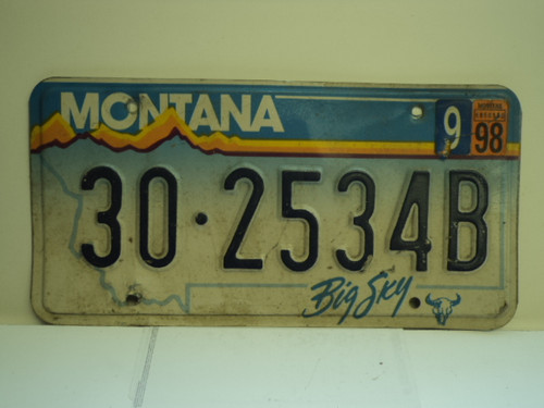 1998 MONTANA Big Sky License Plate 30 2534B