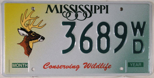 Mississippi Deer 3689 WD License Plate
