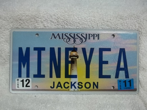 2011 2012 Jackson Co Mississippi Vanity MINEYEA License Plate