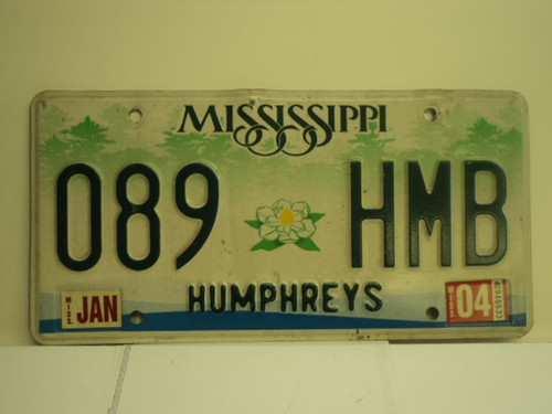 2004 MISSISSIPPI License Plate 089 HMB
