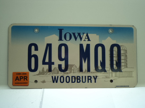 2006 IOWA License Plate 649 MQQ