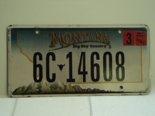 2007 MONTANA Big Sky License Plate 6C 14608