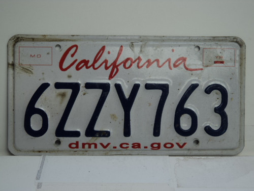 CALIFORNIA Lipstick License Plate 6ZZY763