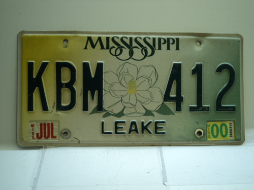 2000 MISSISSIPPI Magnolia License Plate KBM 412