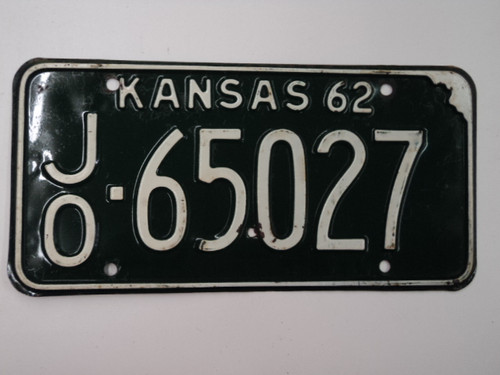 1962 KANSAS License Plate JO 65027