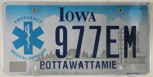 Iowa Emergency Medical Services License Plate EMS 1