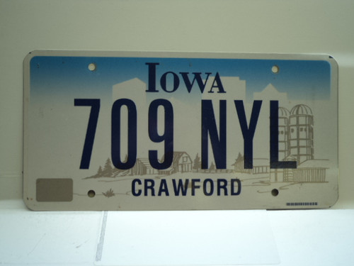 IOWA License Plate 709 NYL