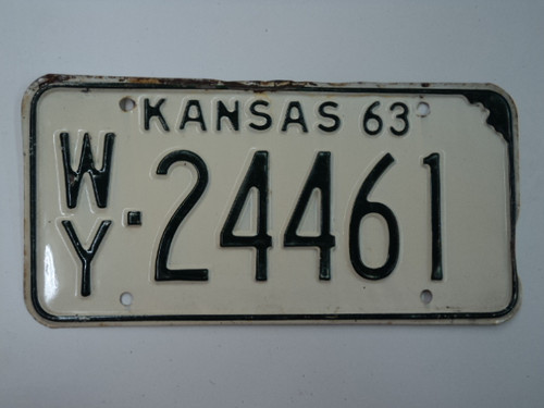 1963 KANSAS License Plate WY 24461
