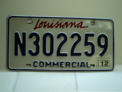 2012 LOUISIANA Commercial License License Plate N302259