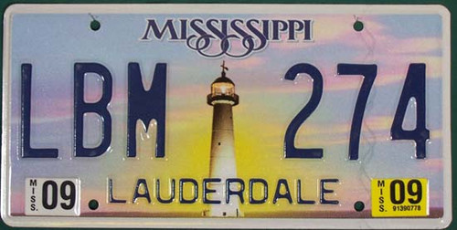 2009 Sep Mississippi LBM 274 License Plate