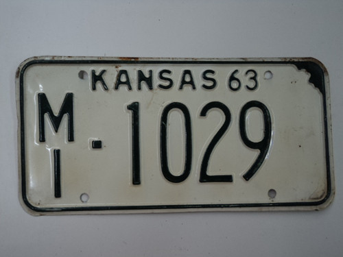 1963 KANSAS License Plate MI 1029