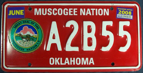 2008 Jun Oklahoma Muscogee Nation License Plate
