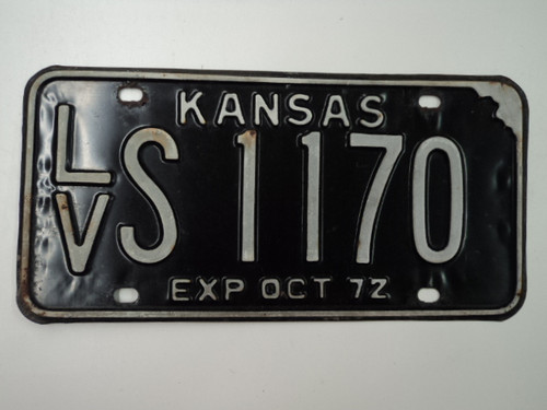 1972 KANSAS License Plate LV S 1170