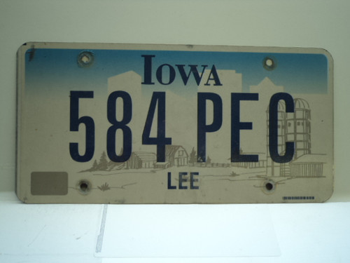 IOWA License Plate 584 PEC