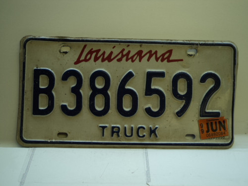 1999 LOUISIANA Sportsmans Paradise Truck License Plate B386592