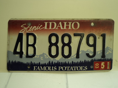 2003 IDAHO Famous Potatoes License Plate 4B 88791