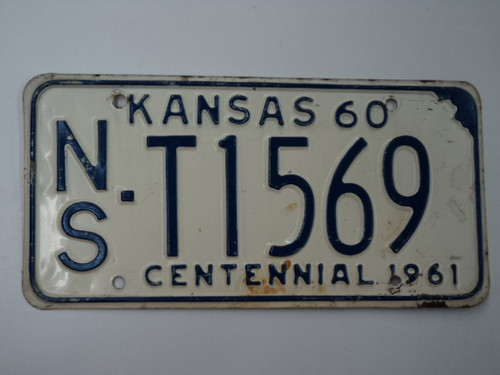 1960 KANSAS 1961 Centennial Truck License Plate NS T1569