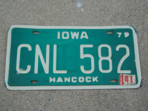 1979 1981 IOWA License Plate