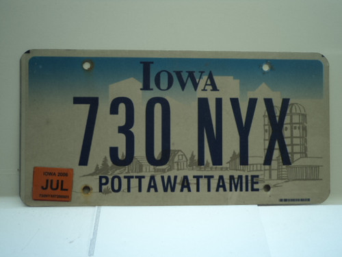 2006 IOWA License Plate 730 NYX