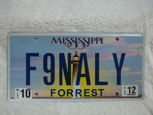 2012 Mississippi Vanity F9NALY License Plate