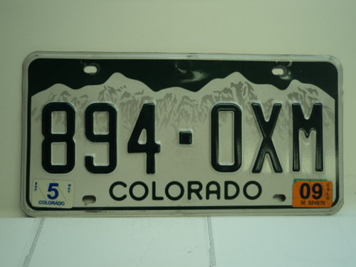 2009 COLORADO License Plate 894 OXM