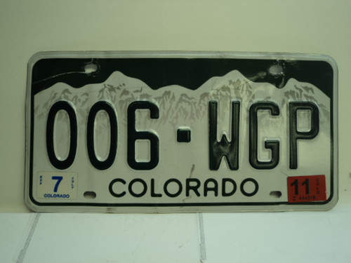2011 COLORADO License Plate 006 WGP