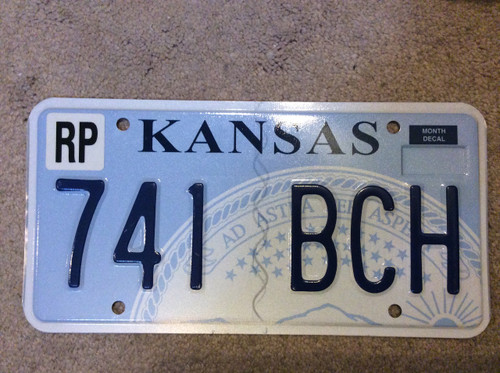 KANSAS Republic County License Plate 741-BCH