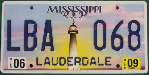 2009 Jun Mississippi LBA 068 License Plate