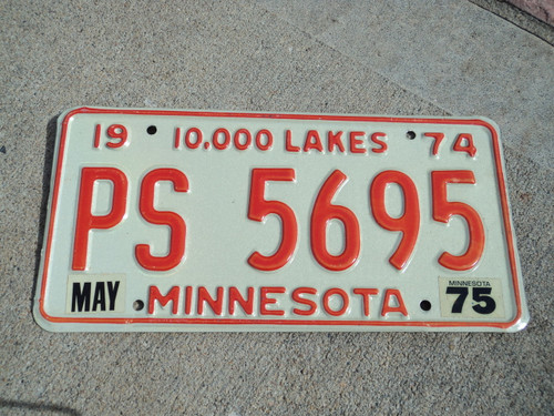 1974 1975 MINNESOTA 10,000 Lakes License Plate PS 5695