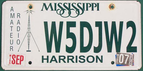 2007 Mississippi Amateur Radio License Plate