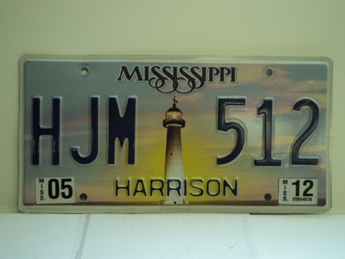 2012 MISSISSIPPI Lighthouse License Plate HJM 512