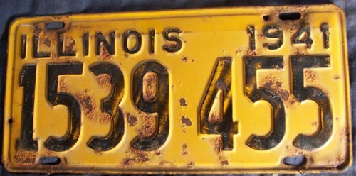 1941 Illinois 1539 455 License Plate