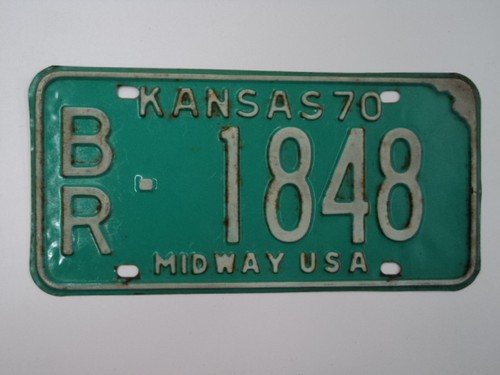 1970 KANSAS License Plate BR 1848